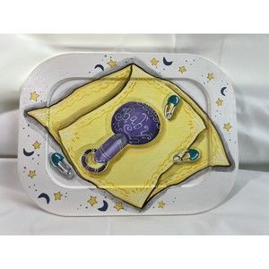 VTG‎ Wooden Snack/Candy/Bread Tray Plate 12” Pamela Vale Handprinted Signed Rare